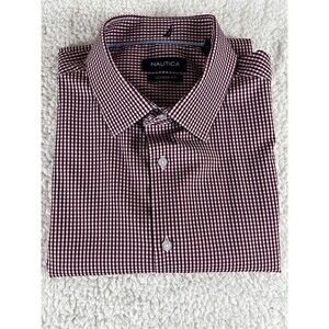 Nautica Shirt Mens Large Red Button Up Classic Fit Comfort Casual Stylish
